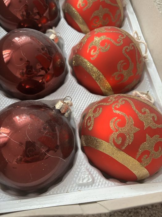 Bombki szklane czerwone/bordo srednica 10 cm