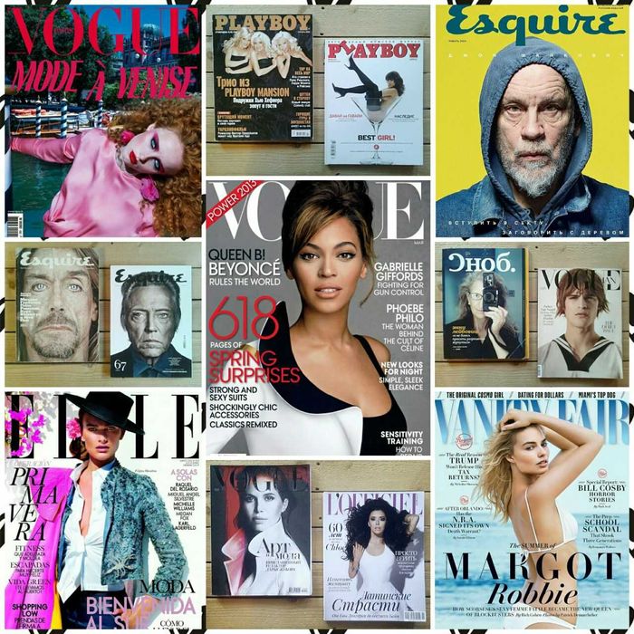 15 в 1: журналы VOGUE Fr-UK-UA, журнал ELLE, GQ (Джоли, Депп), Esquire