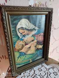 Matka Boska Karmiąca Boża obraz obrazek PRL