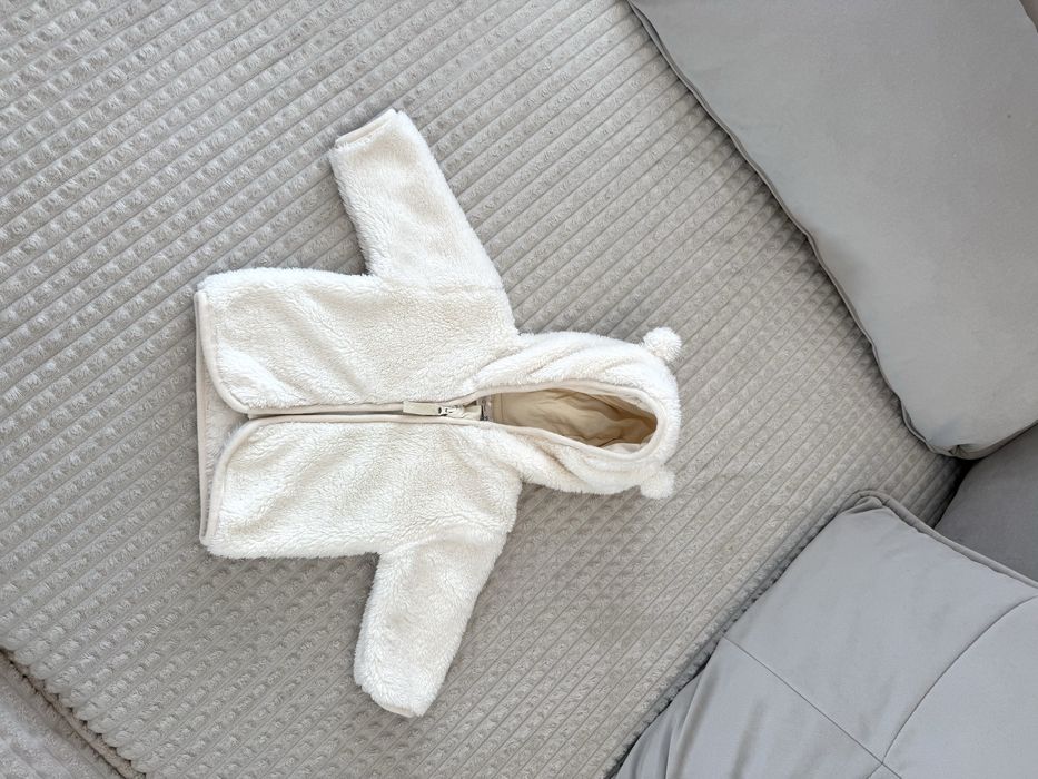 Misiowa bluza na zamek z uszkami puszysta 56-62-68cm