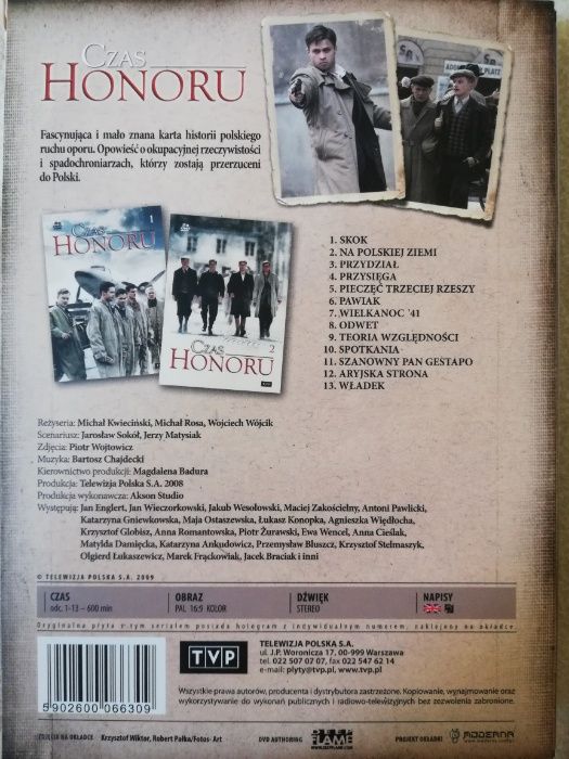 Czas honoru DVD cztery sezony w etui (z dostawą)