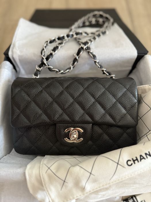 Сумка chanel Flap bag caviar leather, оригинал шанель