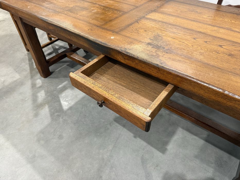 Piękny rozkładany stół dębowy z krzesłami lite drewno wysyłka