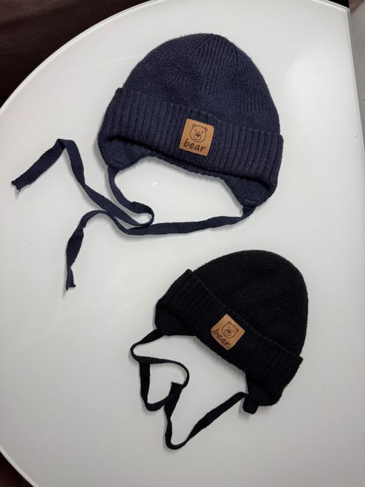 Вʼязані теплі шапки Zara на підкладці дитячі детские шапки на завязках