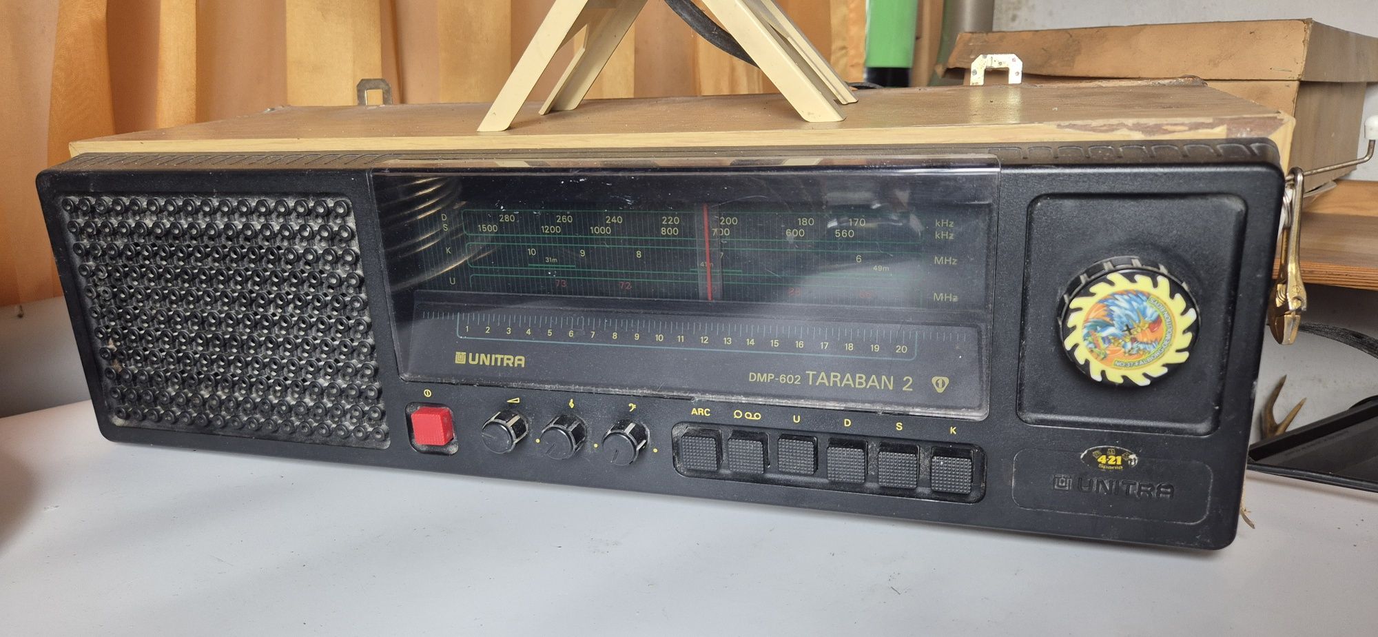 Sprawne radio Unitra Taraban 2 przestrojone w komplecie z anteną PRL
