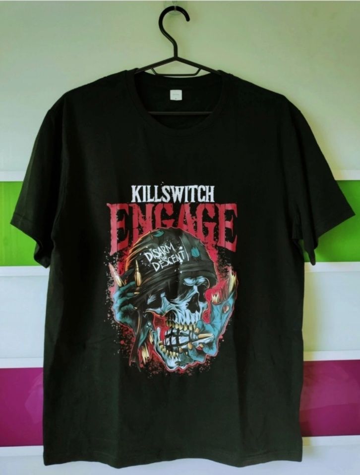 Czarna męska koszulka t-shirt z nadrukiem Killswitch Engage czaszka