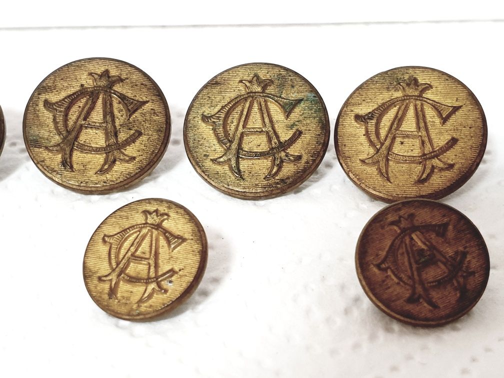 Conjunto de 12 antigos botões dourados franceses T. W. & W. Paris