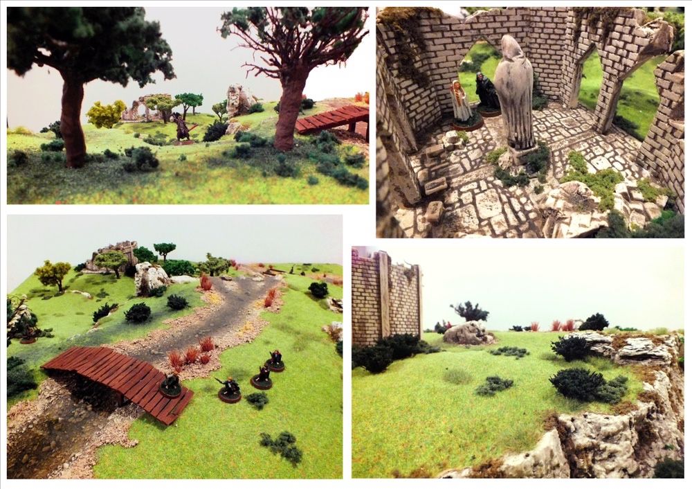 Makieta Diorama tereny do gier LOTR/Warhammer ruiny budynku