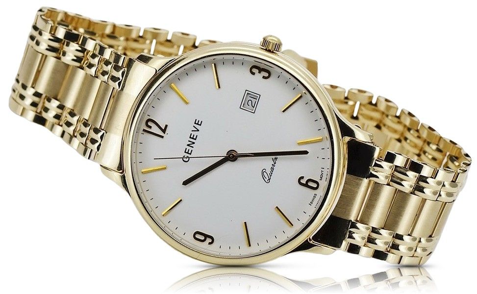 Złoty zegarek męski 14k 585 z bransoletą Geneve Wrocław