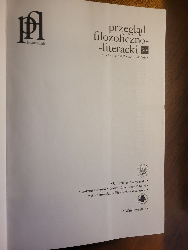 Przegląd Filozoficzno-Literacki nr3/4 2007 r /L.Kołakowski/ IF UW