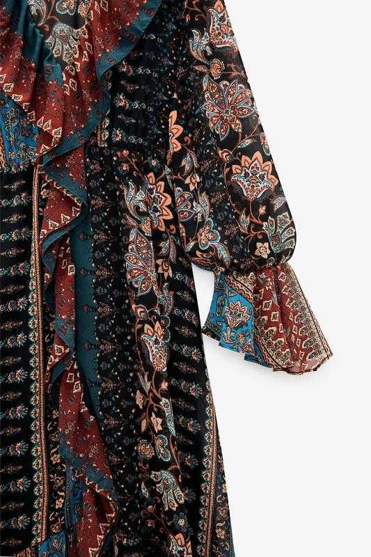 Шифоновое миди платье zara в стиле печворк