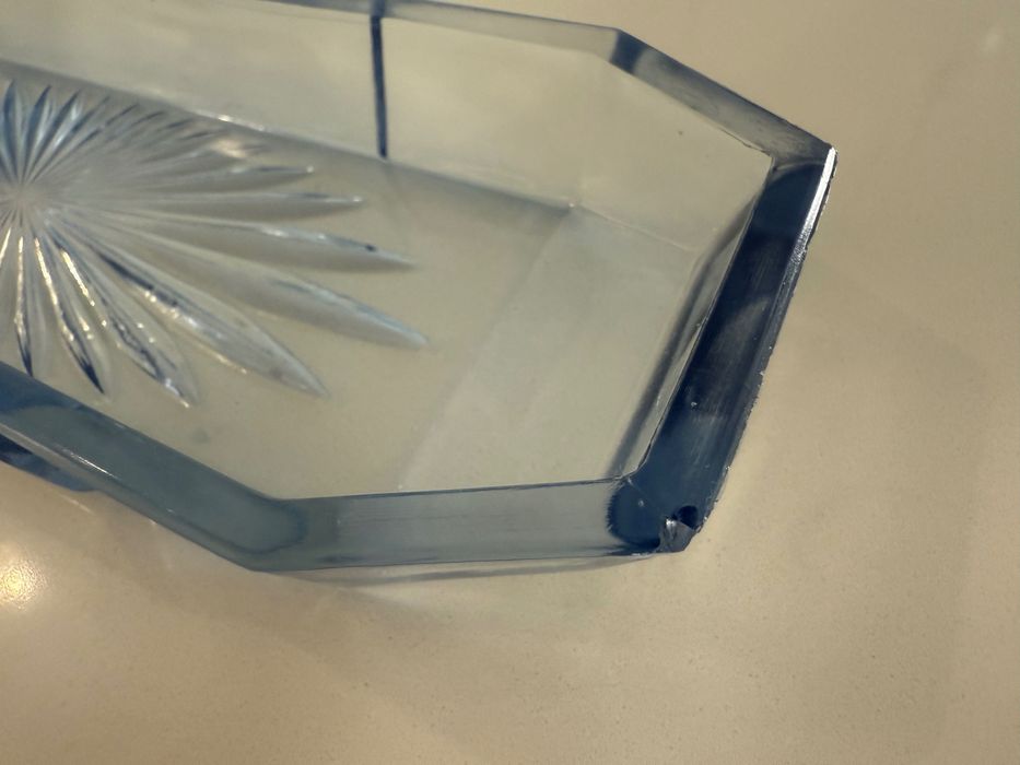 Art deco przepiękny zestaw karafka, żardiniera, tacka, szkło kryształ