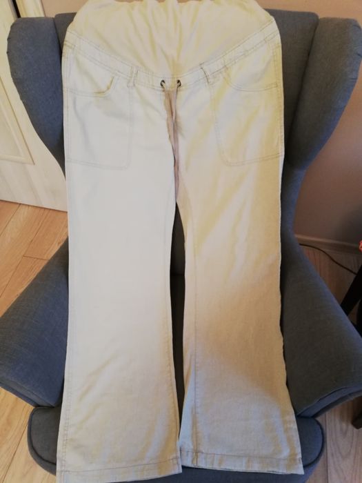 Spodnie len ciazowey H&M z paseme