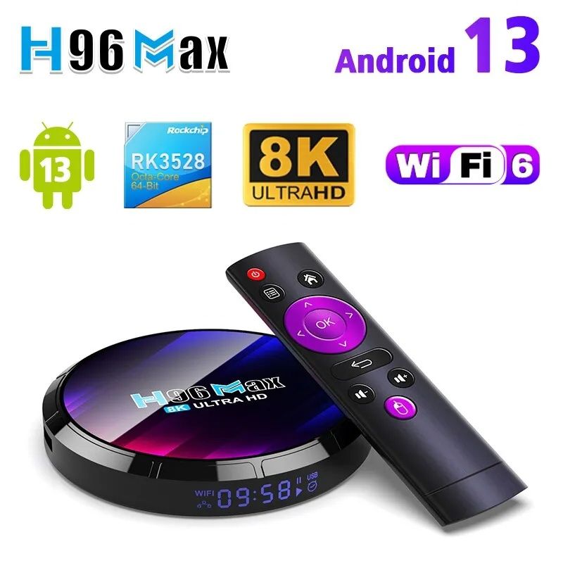 Смарт приставка H96 MAX-RK3528 4/64 ГБ, Android 13
