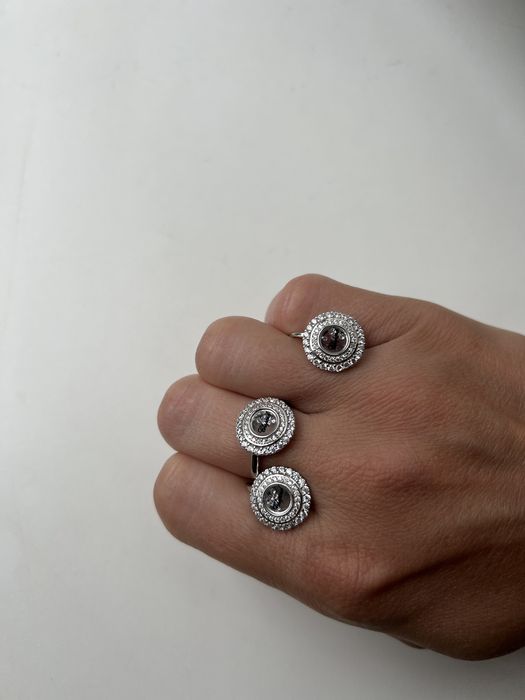 Срібний набір сережки+каблучка 925 проба