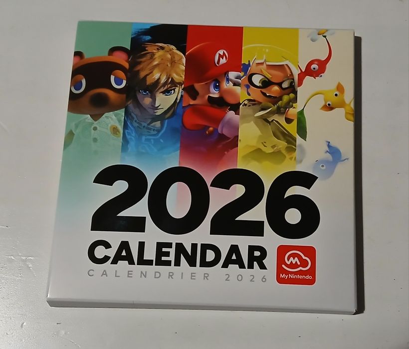 NOWY kalendarz Nintendo 2026 kartkowy na biurko My Nintendo