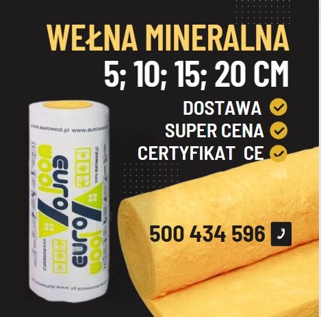 Wełna mineralna 10cm - 14.9 brutto zl/m2