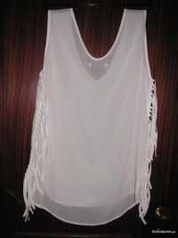 Blusa Sem Mangas LM com Franjas Branco