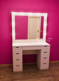 Зеркало стол с подсветкой для визажиста (макияжа) PRO_Lux 1.2м Белый