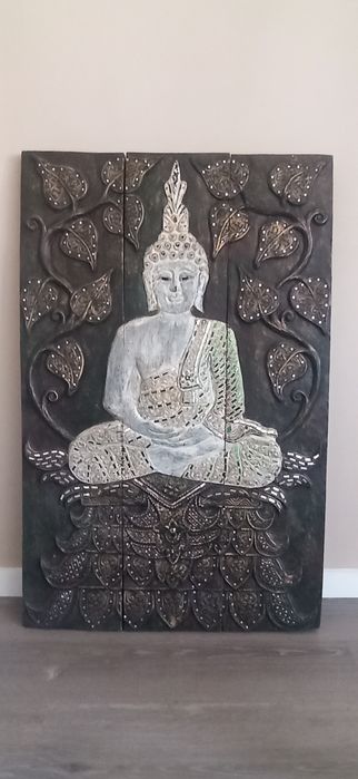 Quadro  Buddha em madeira