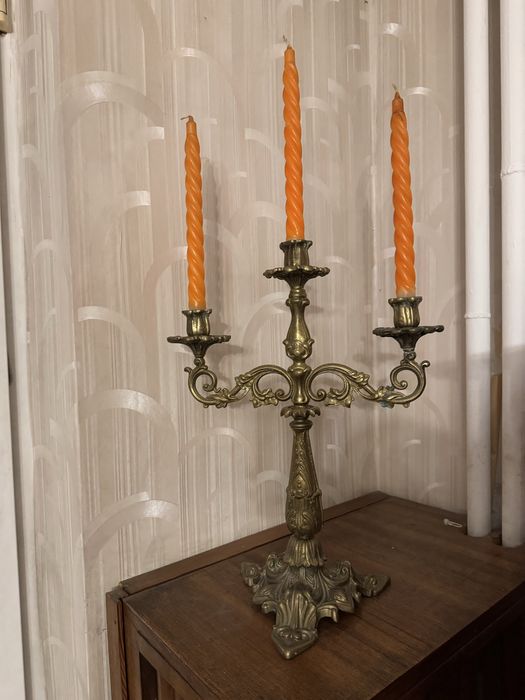 Mosiężny świecznik 3 ramienny