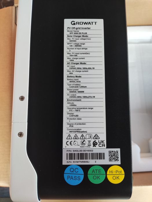 Інвертор гібридний 48V Growatt SPF 6000 ES Plus