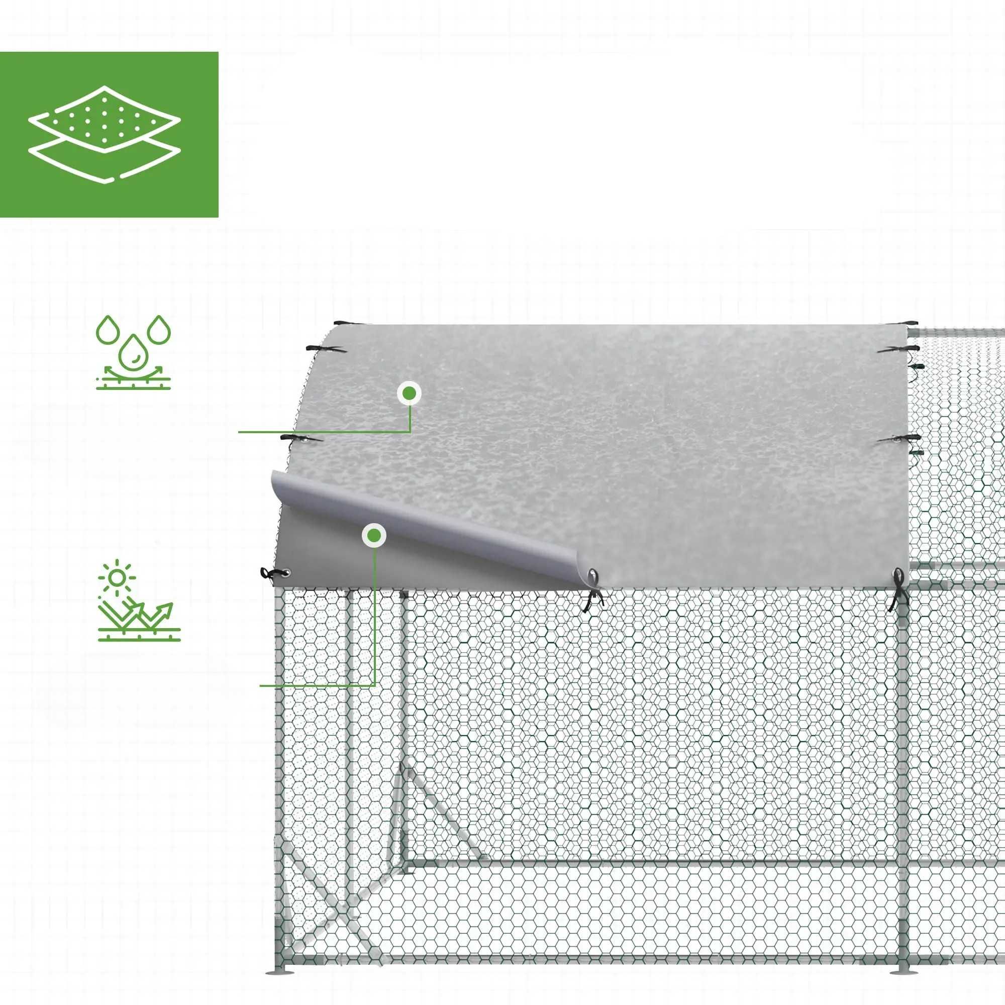 Wybieg dla kur 280x380cm Kaczek Kurnik dla 6-12 kur z Dachem 10m2