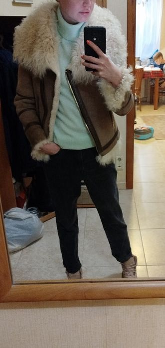 Дублёнка, натуральная замша и мех.