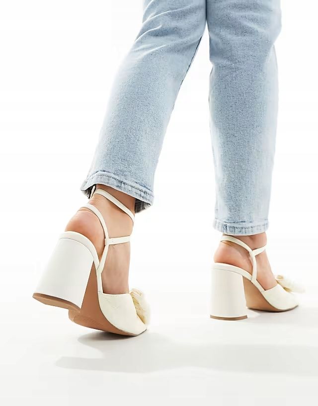 Asos Design 40 Sandały Z Kokardą Hitched Ivory R13122