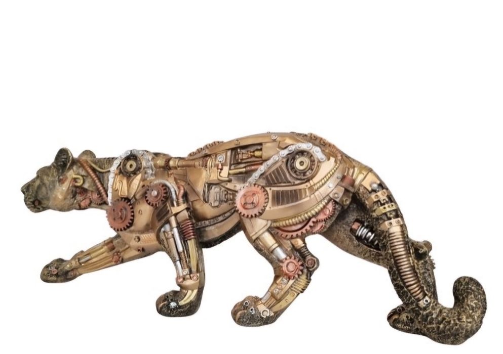 Estátua de pantera estilo steampunk
