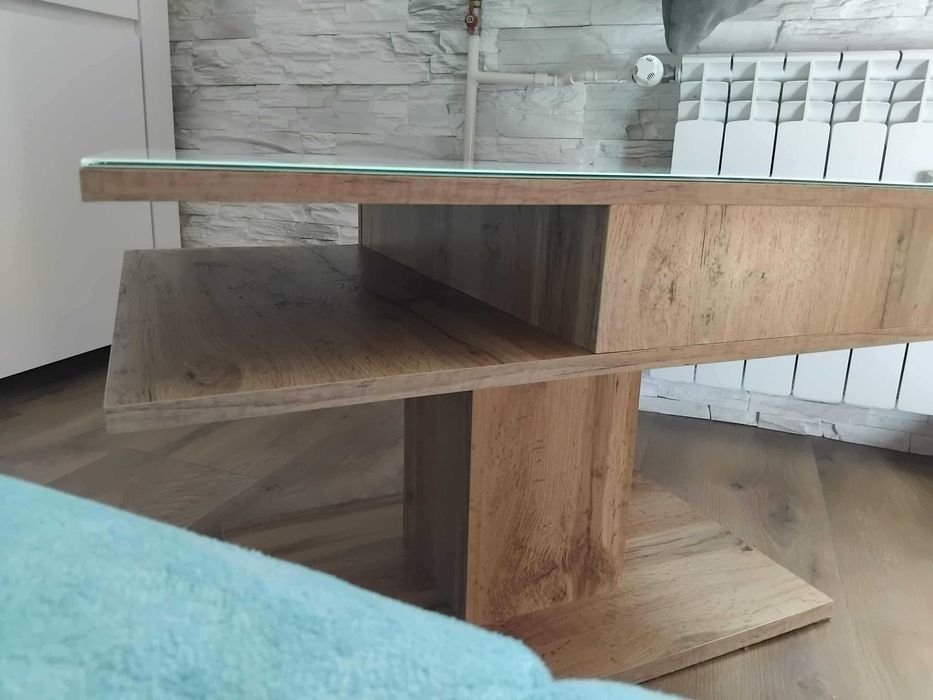 Nowoczesna ława (biały blat / dąb wotan) odbiór osobisty Jezierzyce