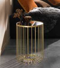 Złoty stół stolik kawowy ze szklanym blatem glamour okazjonalny ława