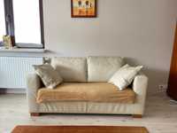 Komplet skórzana markowa sofa 2 os. z funkcją spania i fotel