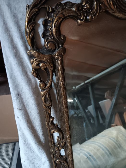 Espelho vintage moldura cromada dourada