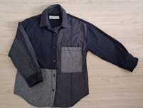 Koszula zara 128 130 niebieska jeans guziki niebieski dzins granat