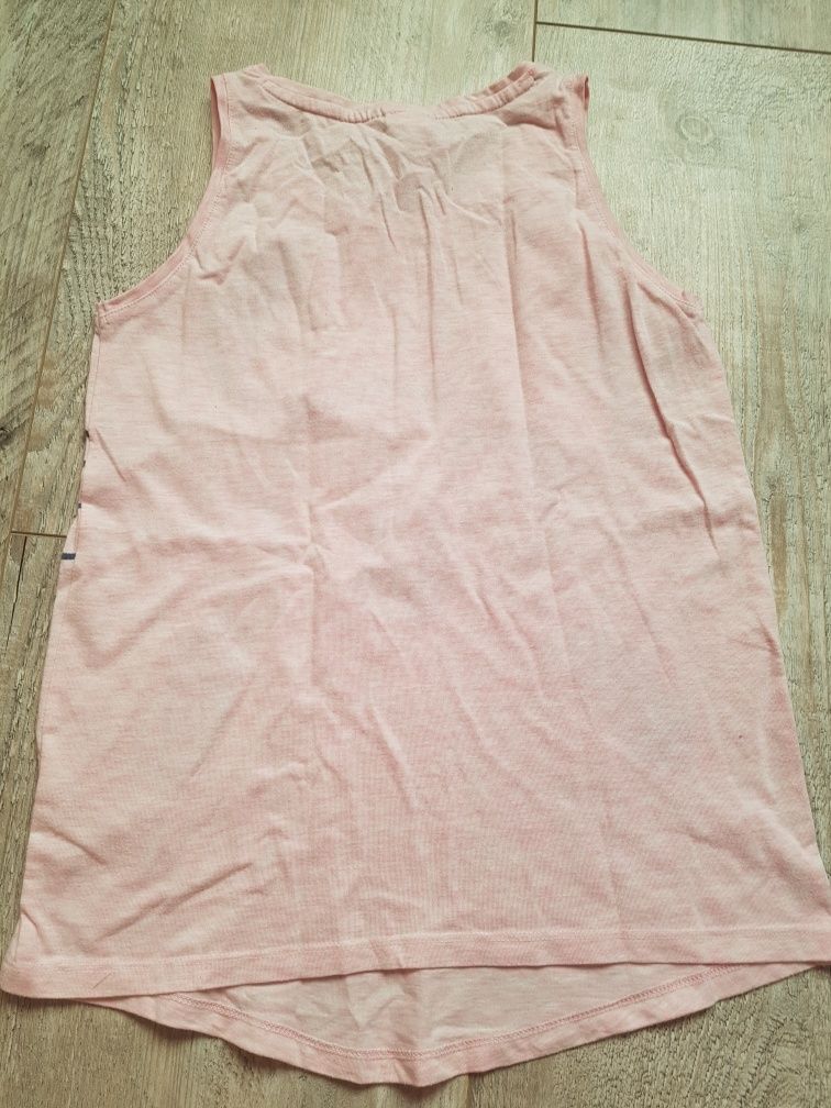 Fajna pudrowo różową bluzka z myszką  Minnie na ramiączkach 146-152