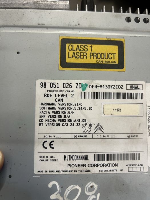 Peugeot 208 radio cd mp3 bluetooth