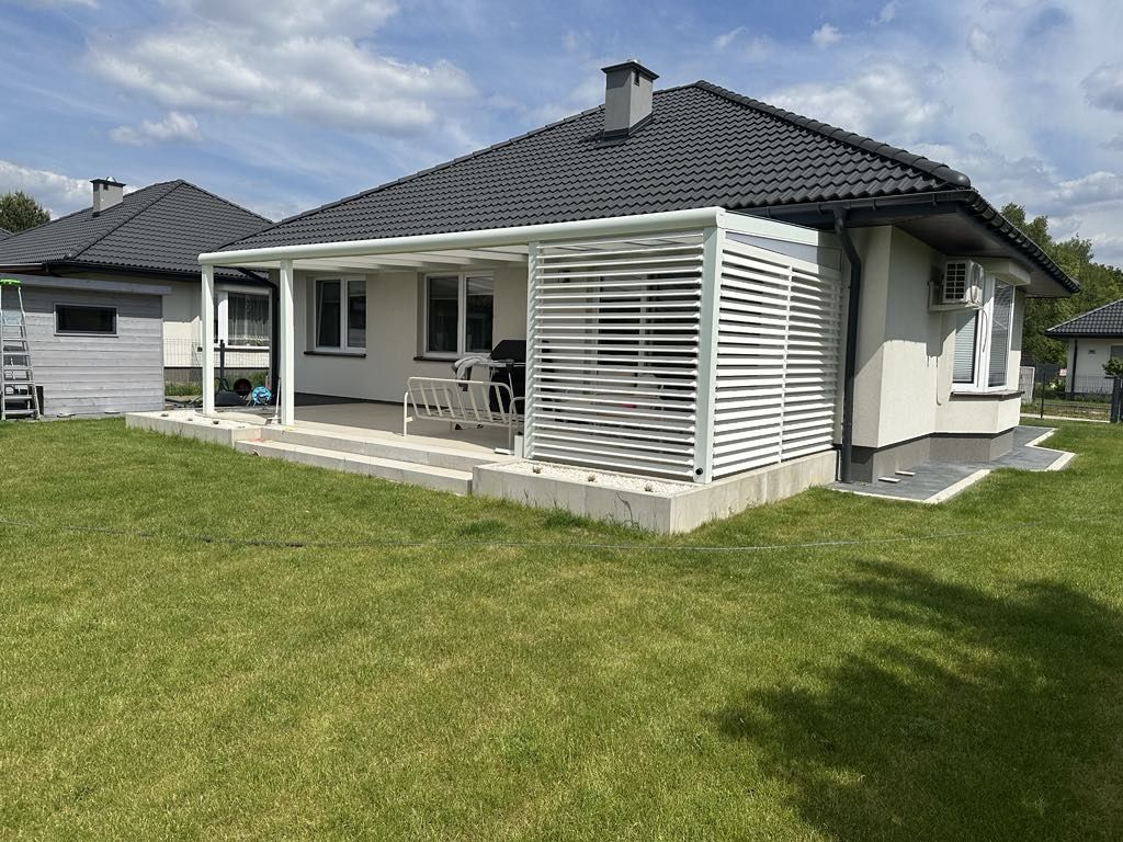 Pergola Aluminiowa 8x3,5m biała Zadaszenie z dachem stałym