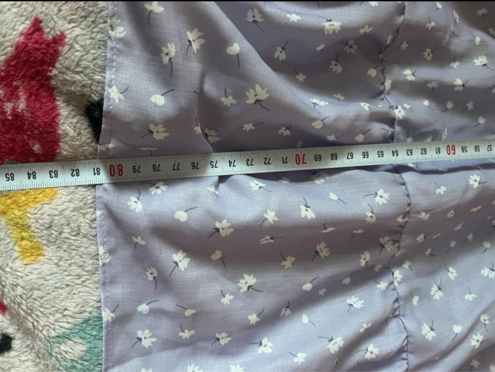 Fioletowa sukienka w kwiaty bufki rozmiar 48 20 plus size