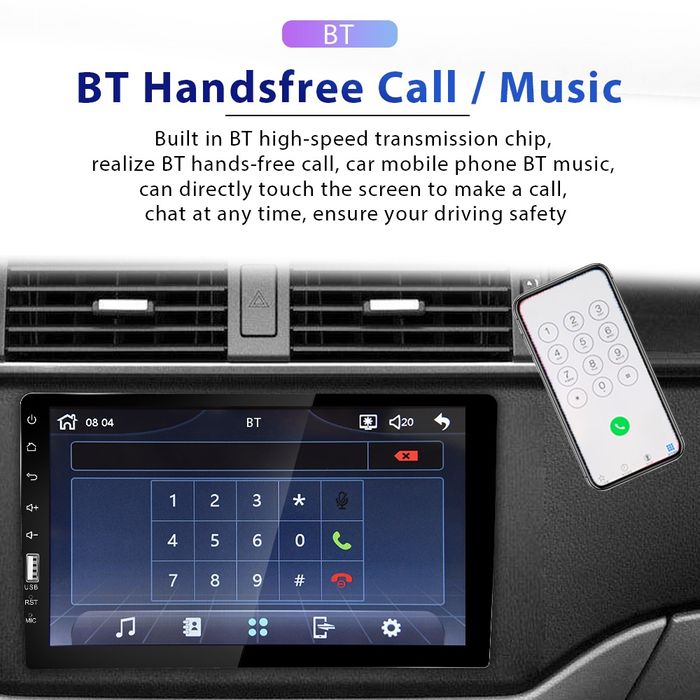 Rádio 1din de 9 polegadas touch Bluetooth MirrorLink + microfone NOVO