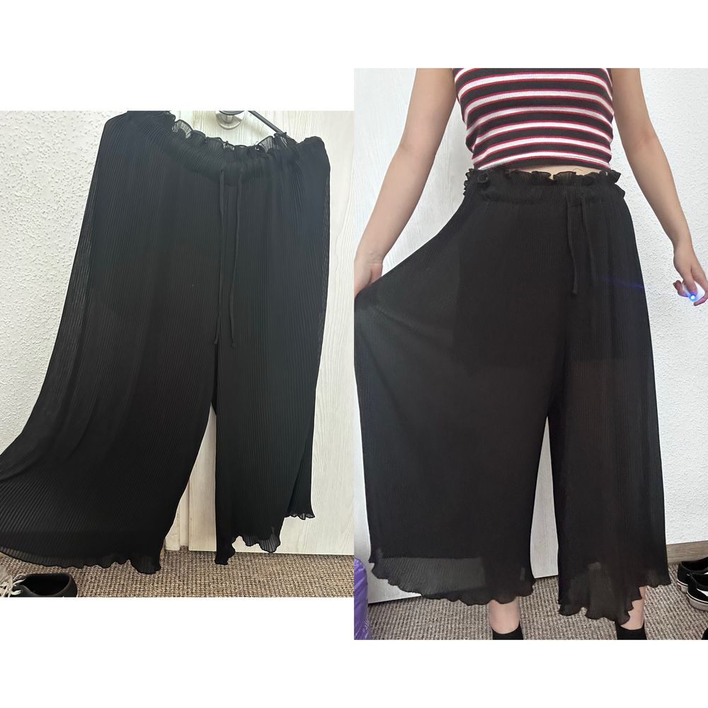 Czarne szerokie spodnie palazzo culotte cropp m 38 wiosna lato okazja