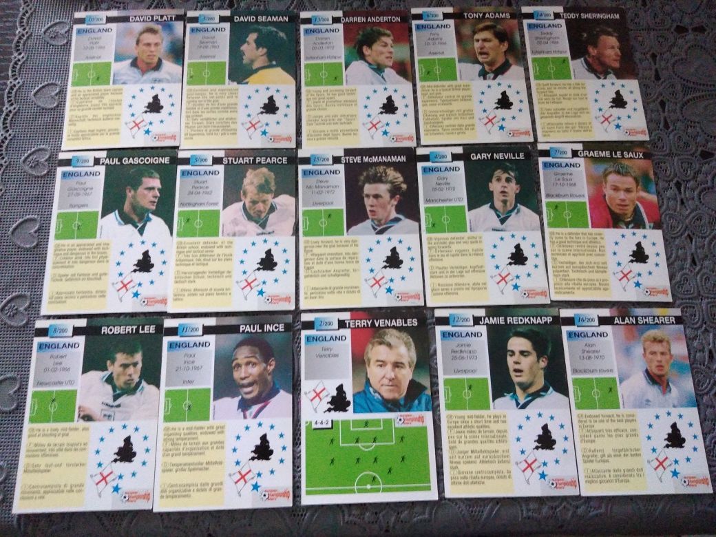 Karty Euro 96 Anglia european championship stars 1996