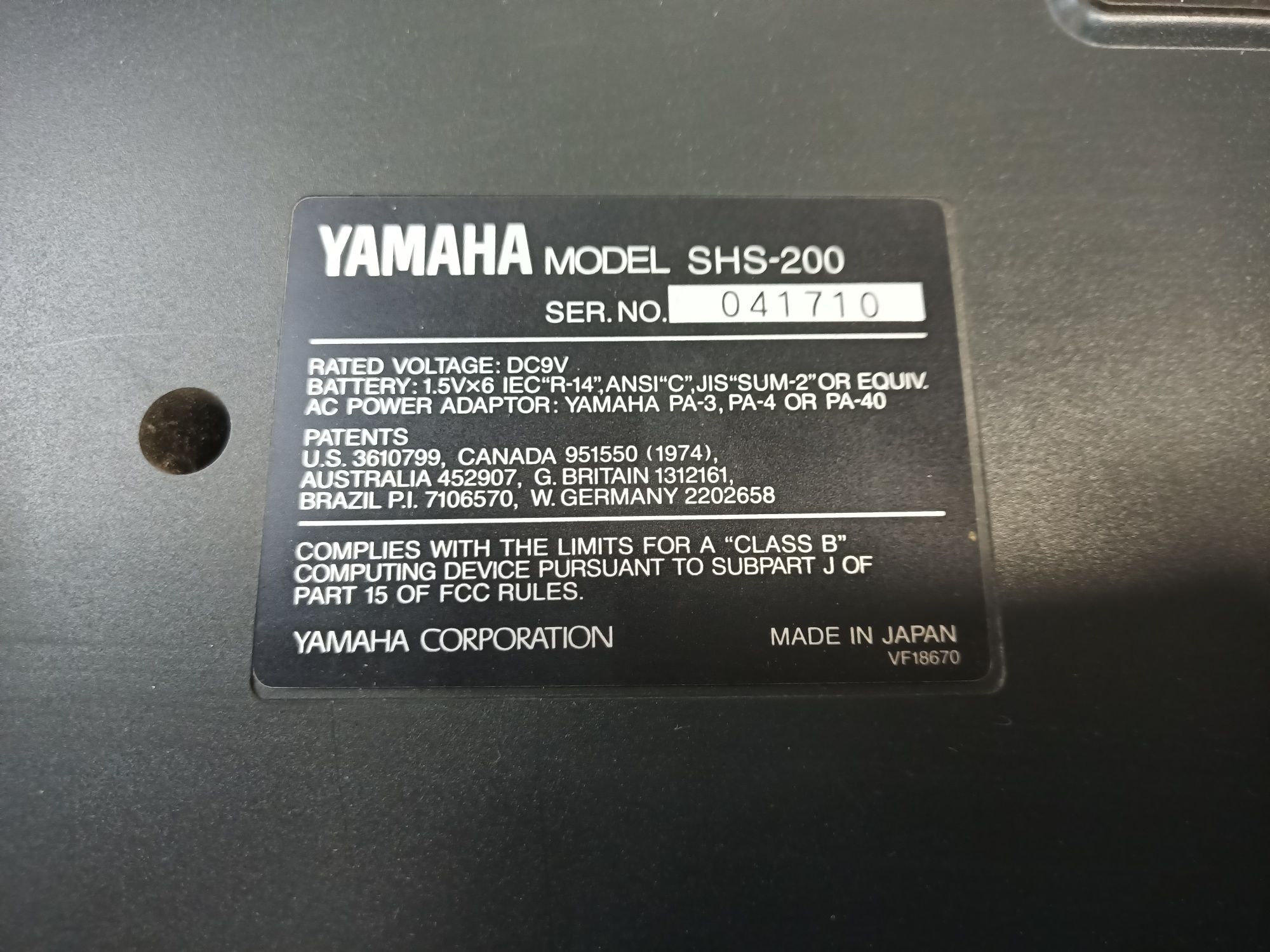 Yamaha SHS 200 keyboard sprawny