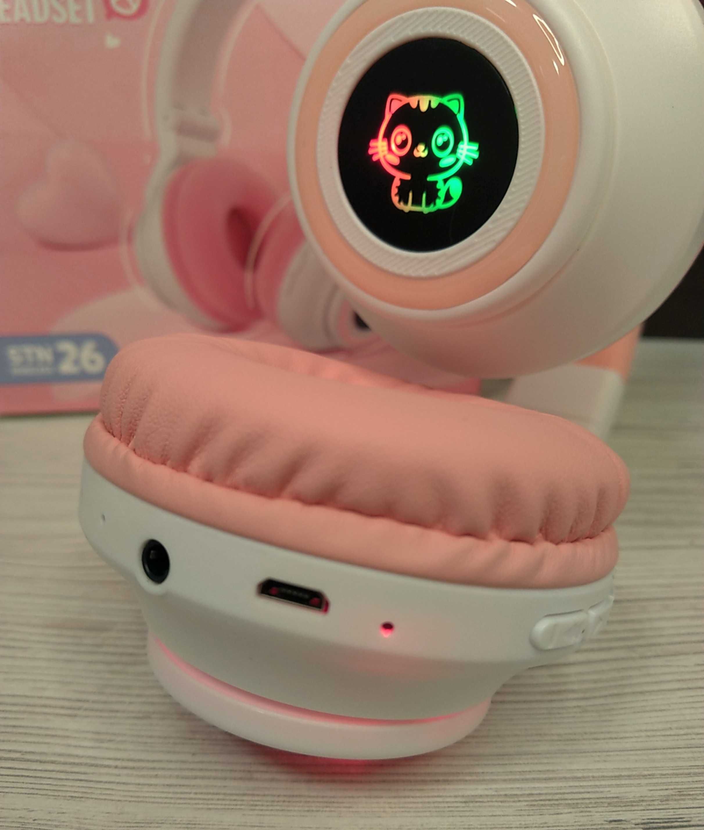Дитячі бездротові навушники з кото вухами Bluetooth MicroSD
