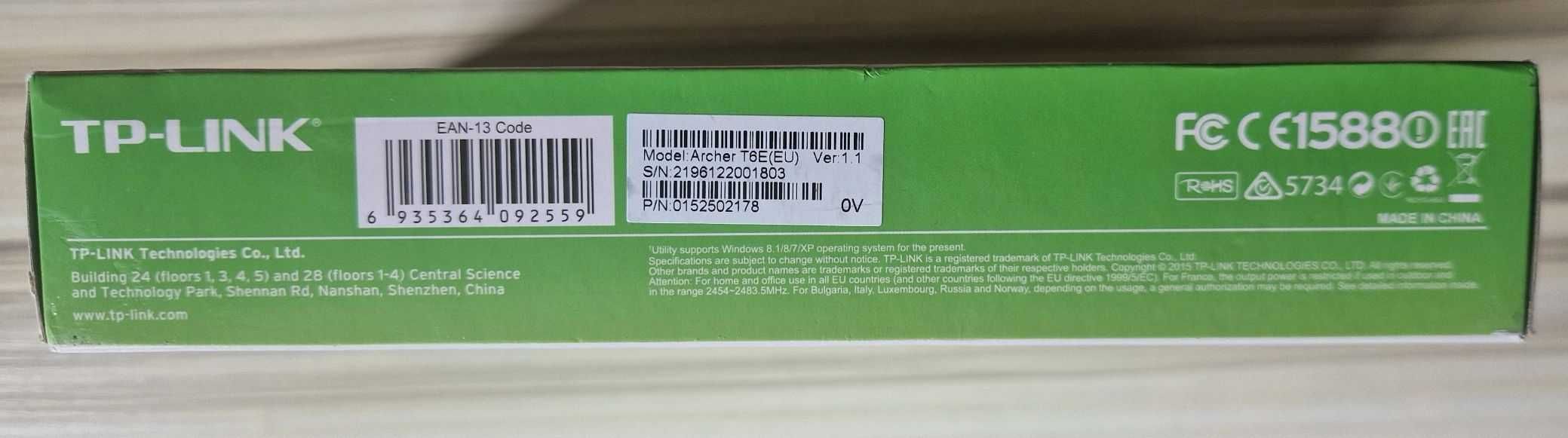 Karta sieciowa dwupasmowa TP Link  Archer T6E,  WI-FI PCI-E