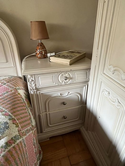 Conjunto de Móveis para Quarto - Branco, Madeira Maciça
