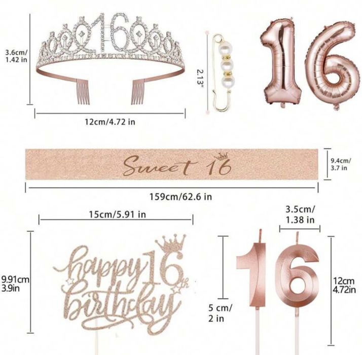 SweetSixteen decoração 16 anos Happybirthday balões