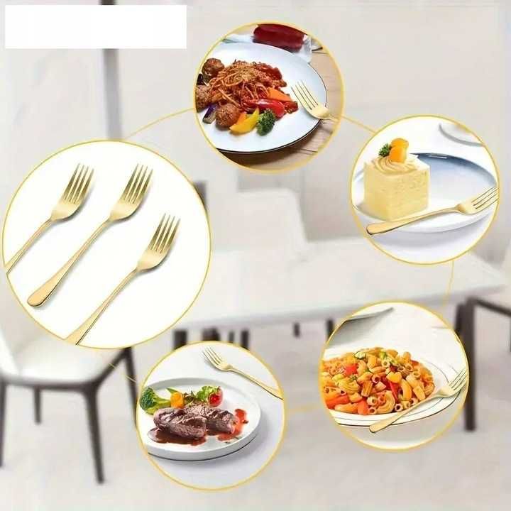 Zestaw Sztućców Złote Sztućce Nierdzewne Na 6 Osób Zestaw 24 Elementy