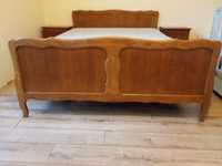 Komplet mebli holenderskich dębowych do sypialni łóżko, stoliki
