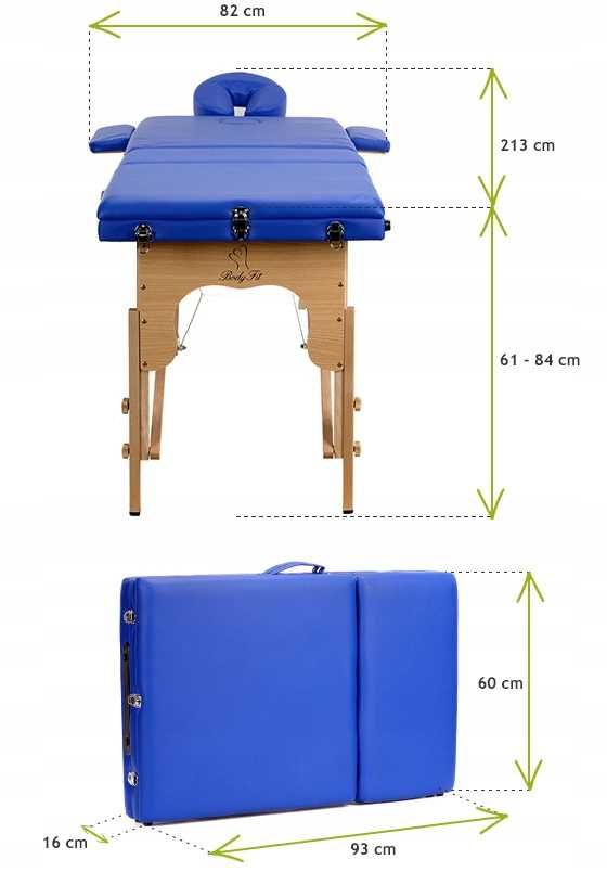 Stół do masażu 3-segmentowy drewniany - łóżko kosmetyczne